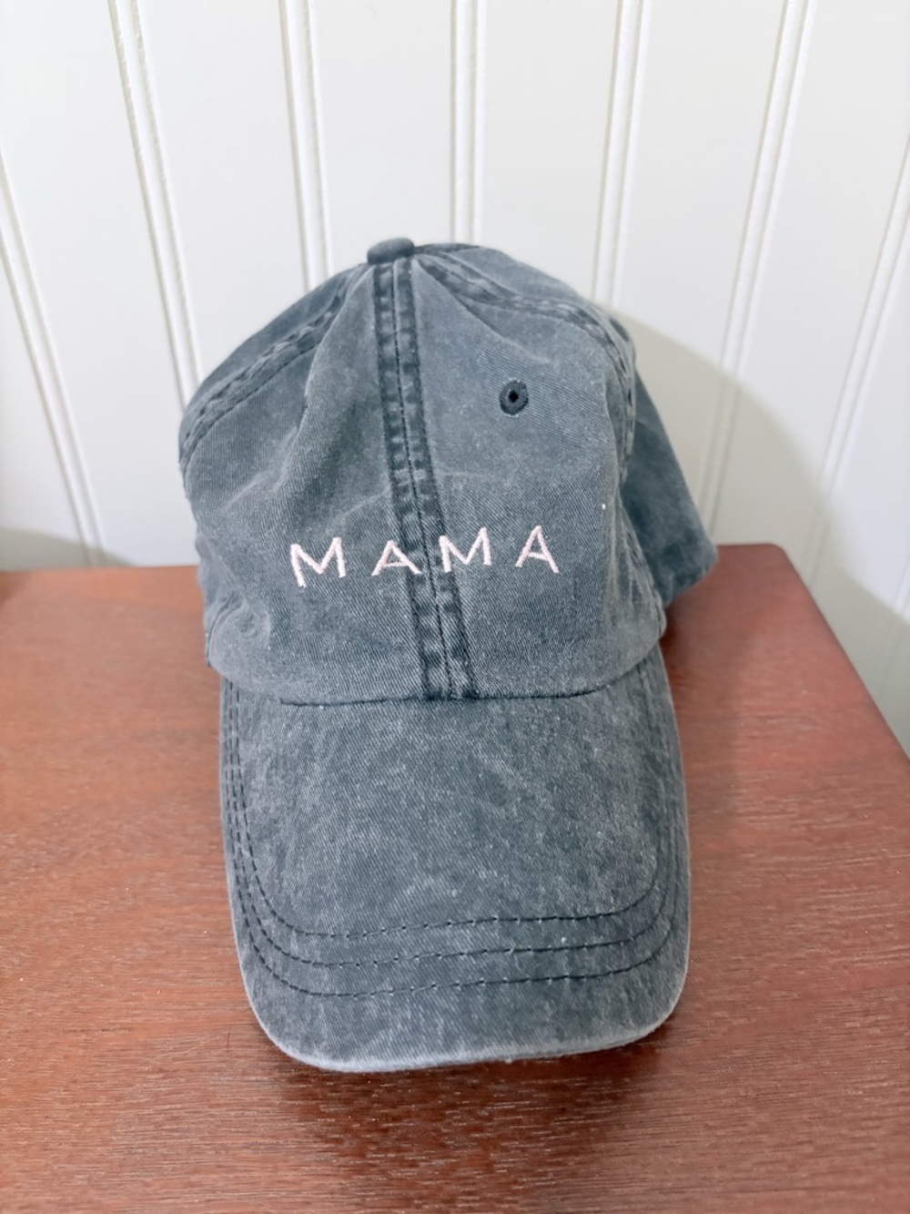 Mama Embroidered Washed Cotton Baseball Cap - Charcoal